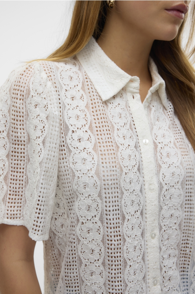 VMDELSIE S/S LACE SHIRT WVN BTQ 10329158 CLOUD DANCER